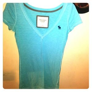 Abercrombie & fitch teal v-neck t-shirt